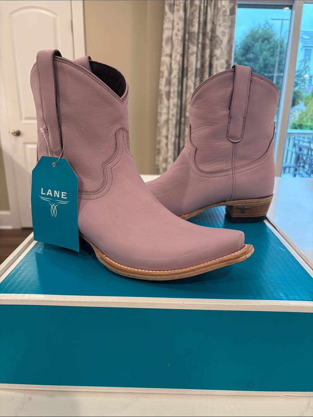 Lane Women's Lavender Leather Western Booties